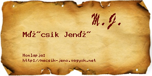 Mácsik Jenő névjegykártya